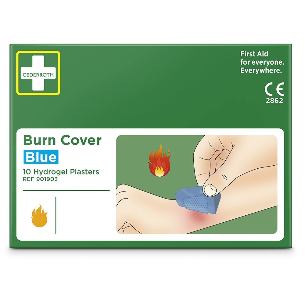 Pansements hydrogel Cederroth Burn Cover Blue, 10 pièces.