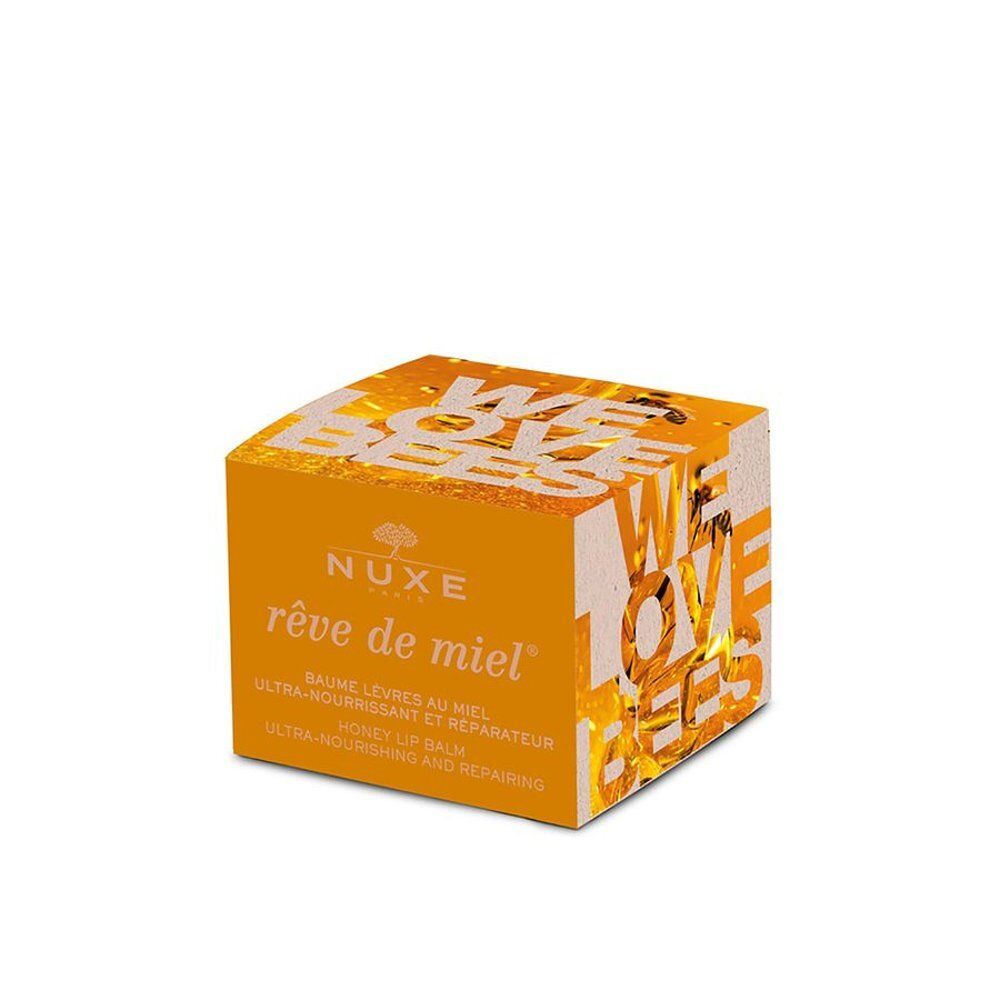Nuxe Rêve de Miel Baume à Lèvres en pot avec couvercle noir.