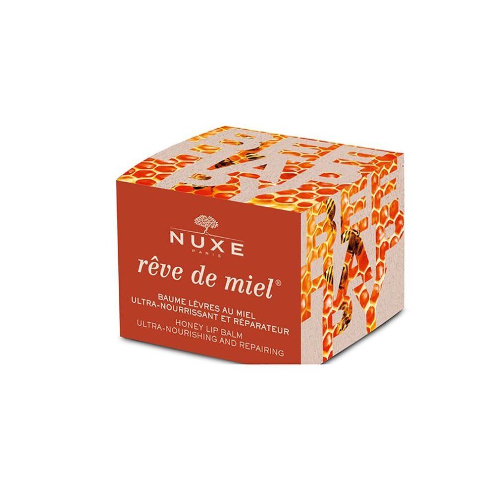 Boîte Nuxe Rêve de Miel baume à lèvres, côté.