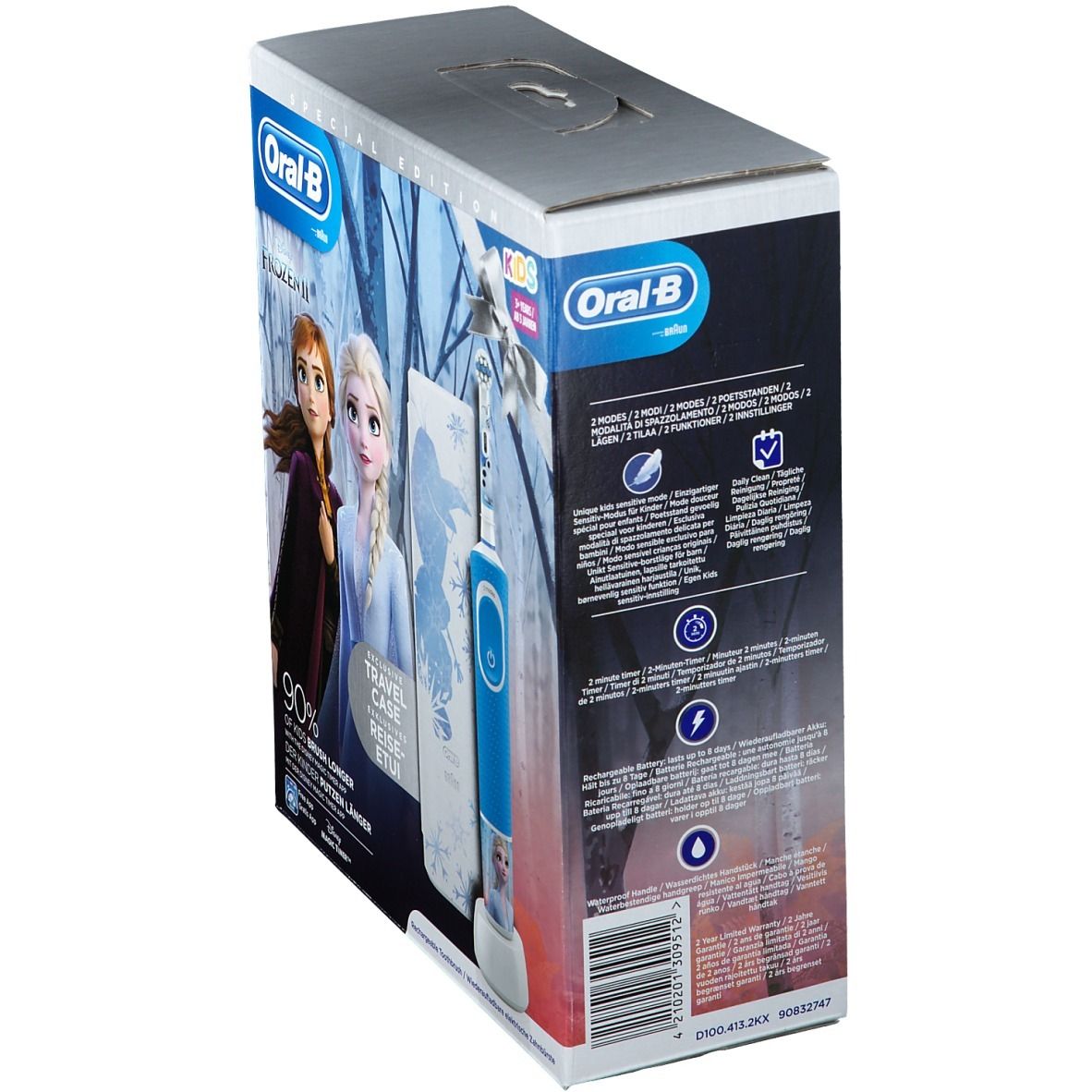 Oral-B Kids D100 Brosse À Dents Électrique Reine Des Neiges 2 + Valise de Voyage