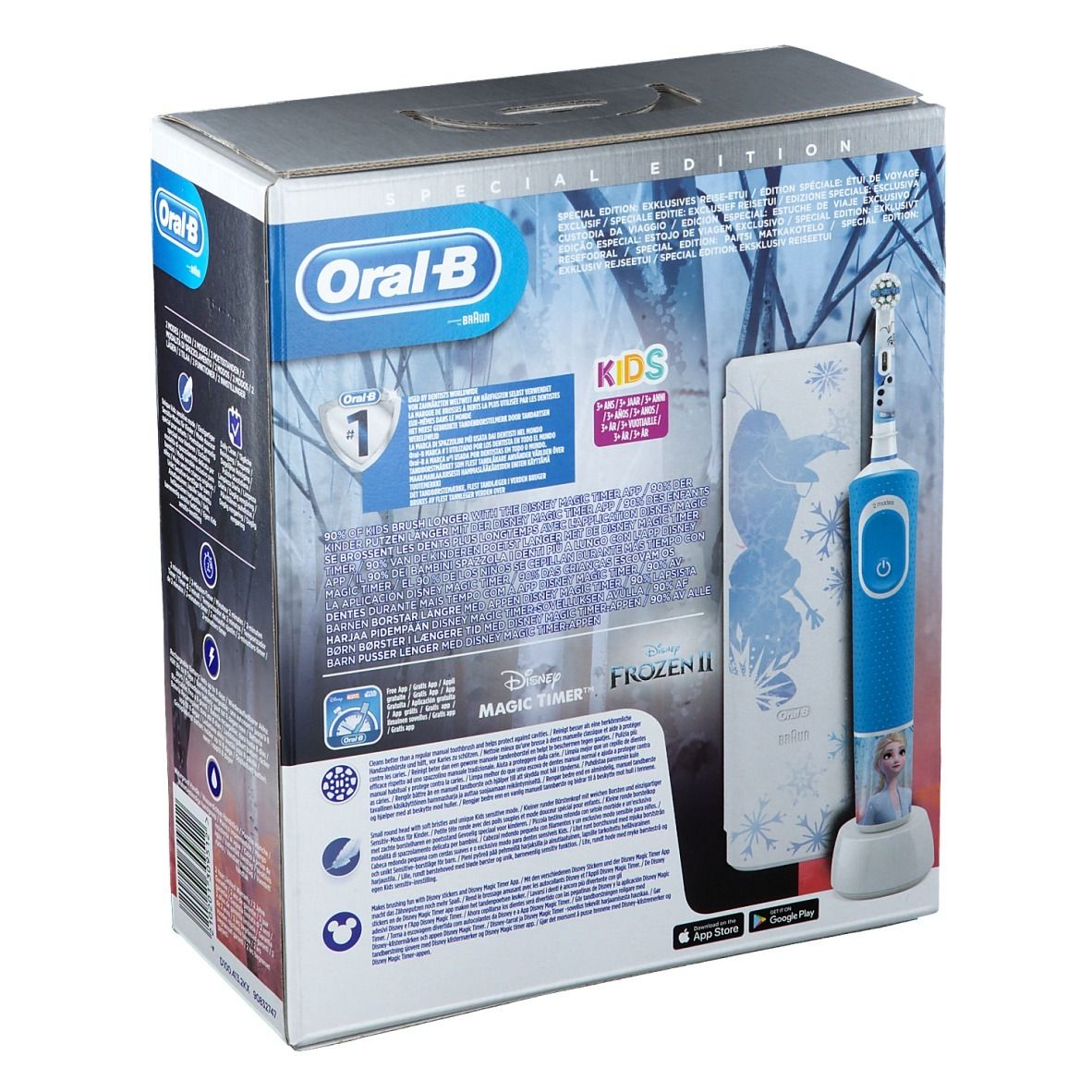 Oral-B Kids D100 Brosse À Dents Électrique Reine Des Neiges 2 + Valise de Voyage
