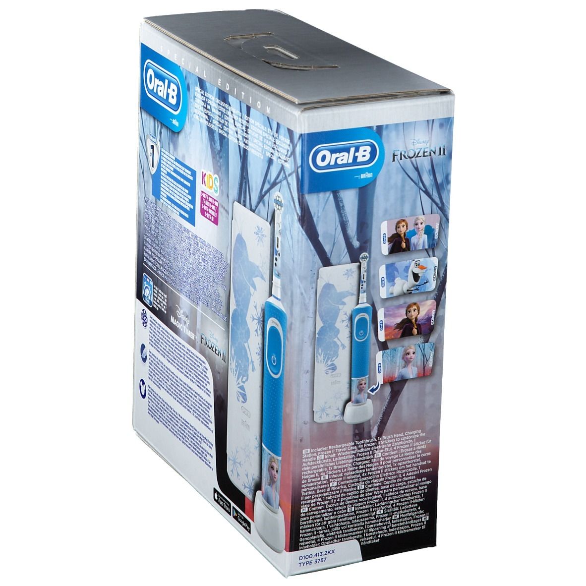 Oral-B Kids D100 Brosse À Dents Électrique Reine Des Neiges 2 + Valise de Voyage