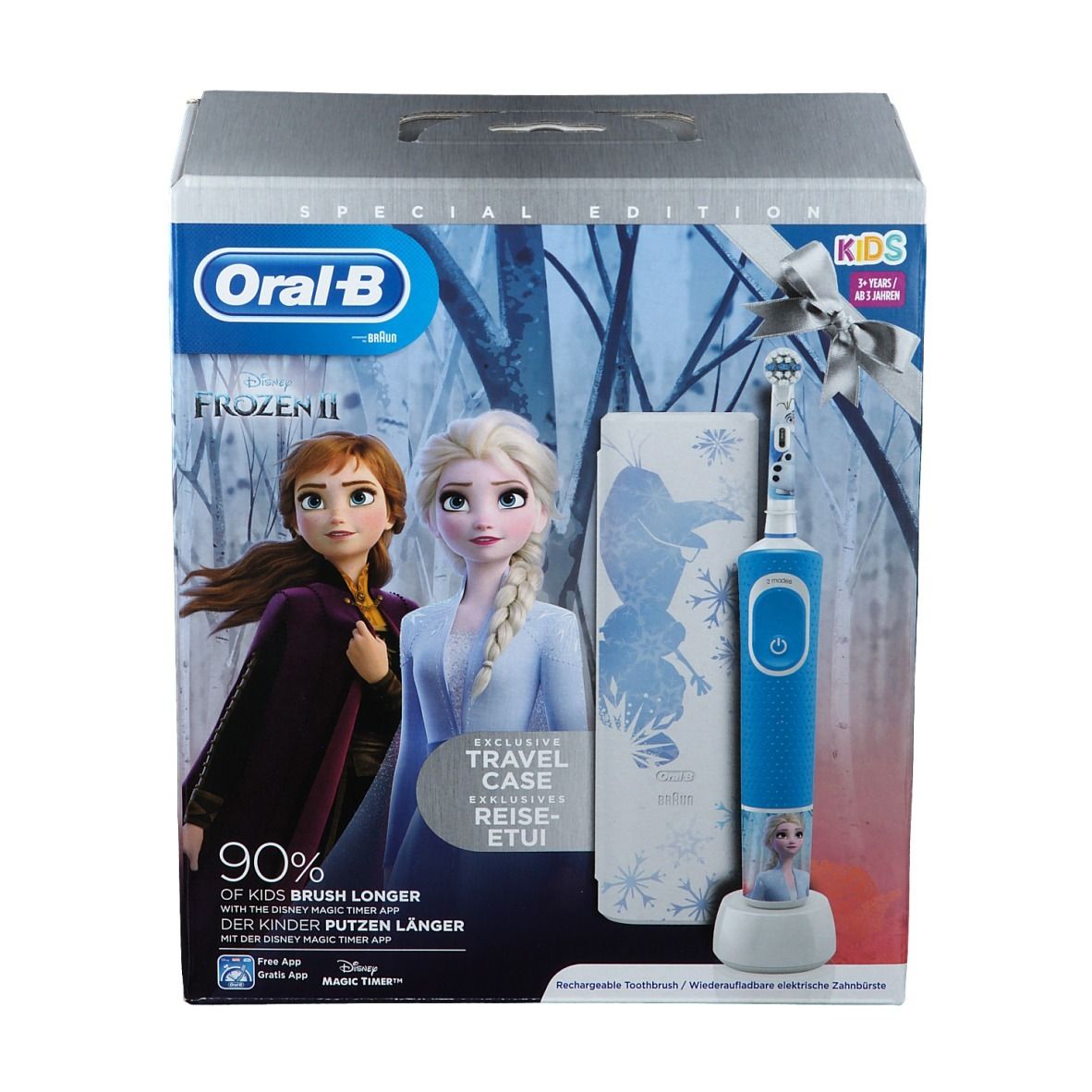 Oral-B Kids D100 Brosse À Dents Électrique Reine Des Neiges 2 + Valise de Voyage
