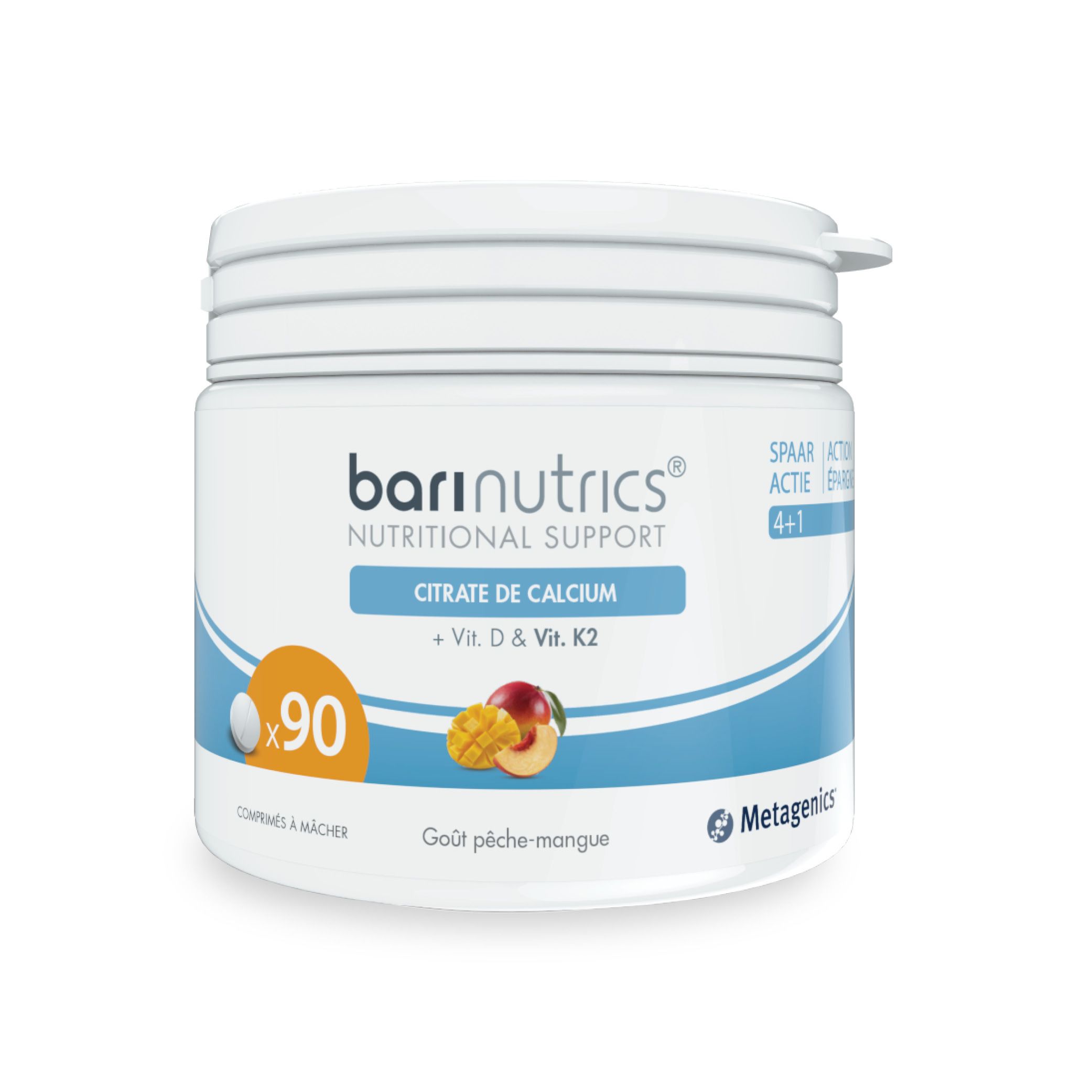 BariNutrics® Citrate de calcium + Vitamines D & K2 Pêche - Mangue