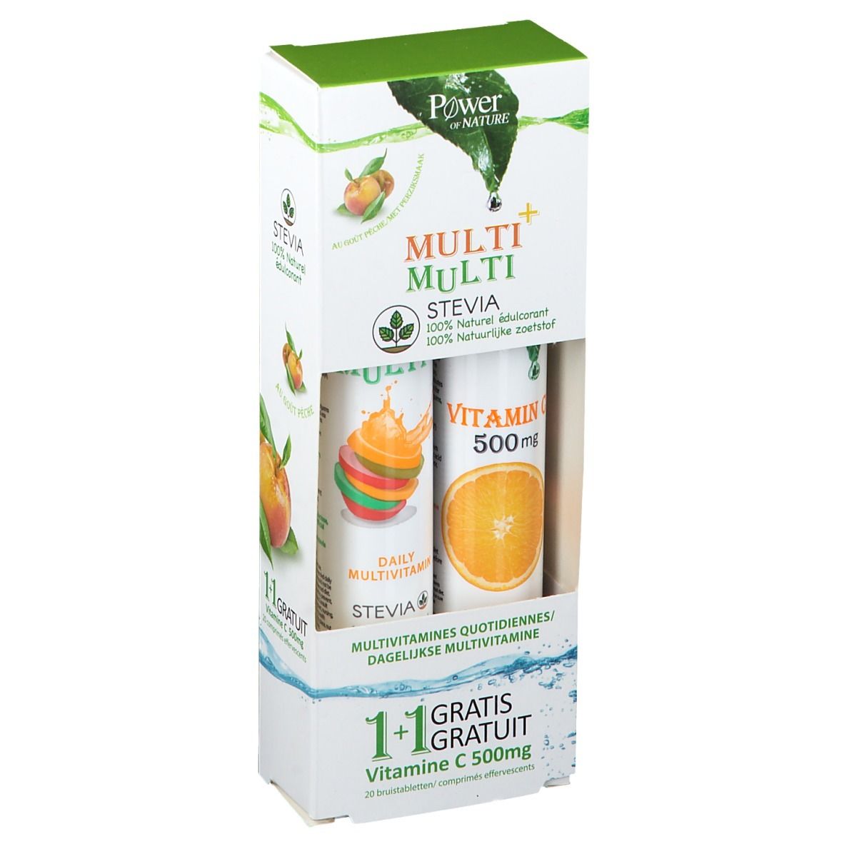 Power of Nature Multi+ Multi avec Stévia + Vitamine C 500 mg