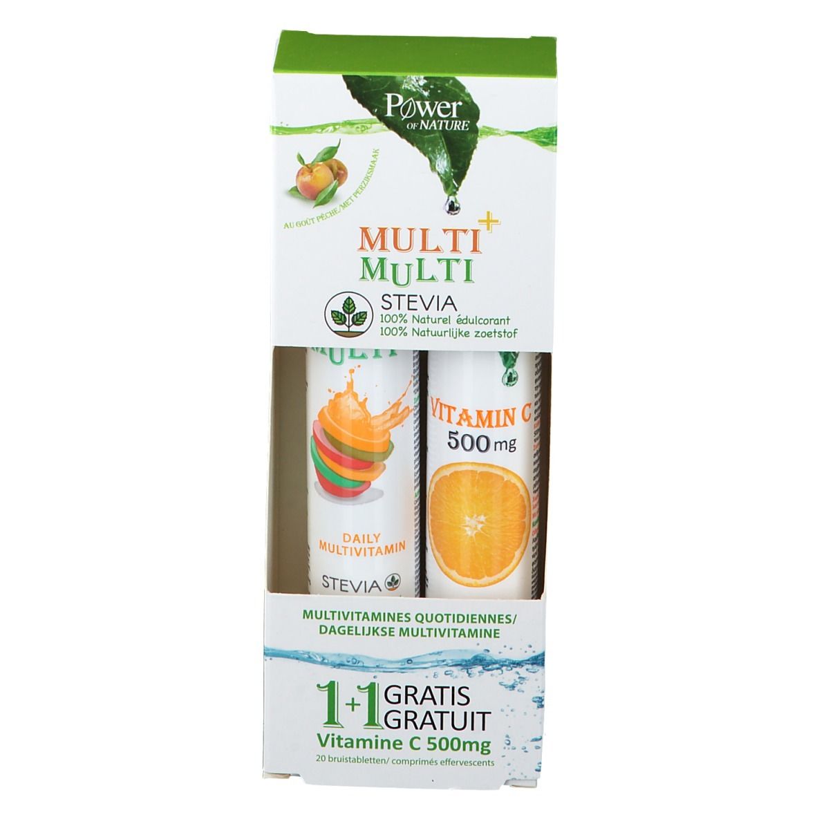 Power of Nature Multi+ Multi avec Stévia + Vitamine C 500 mg