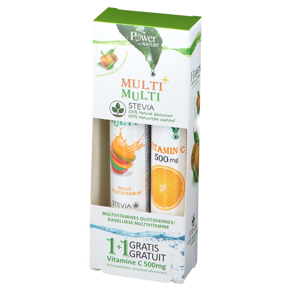 Power of Nature Multi+ Multi avec Stévia + Vitamine C 500 mg