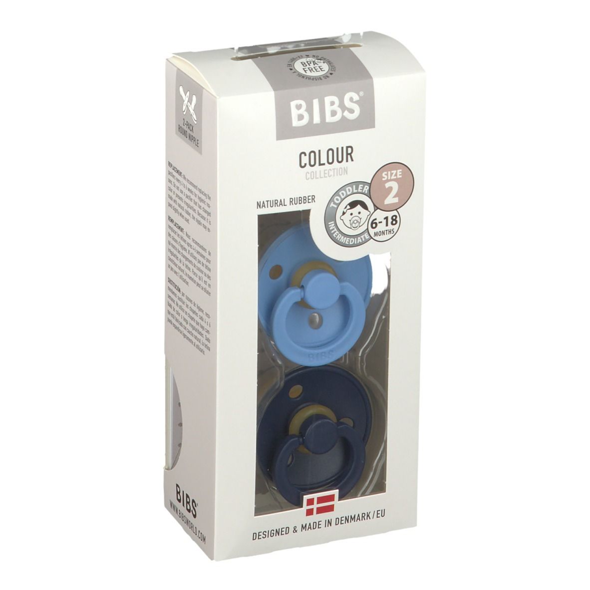 BIBS® BIBS COULEUR Tétines Blue ciel - Bleu profond 6 - 18 mois Taille 2