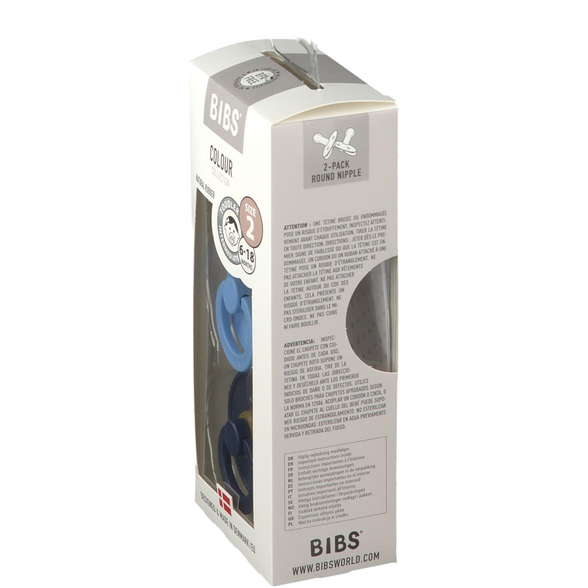BIBS® BIBS COULEUR Tétines Blue ciel - Bleu profond 6 - 18 mois Taille 2