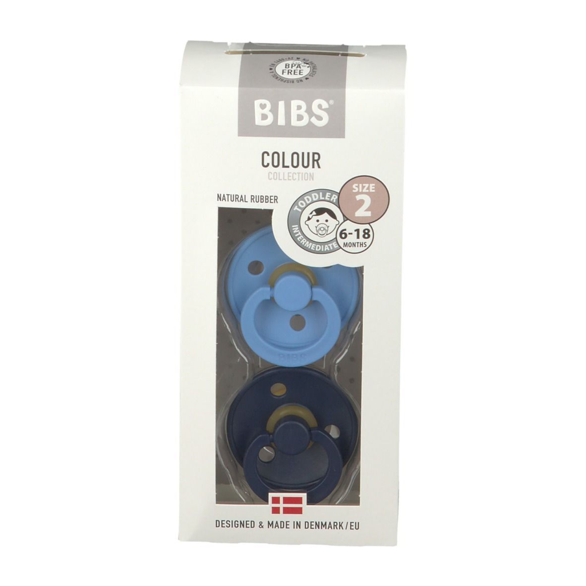 BIBS® BIBS COULEUR Tétines Blue ciel - Bleu profond 6 - 18 mois Taille 2