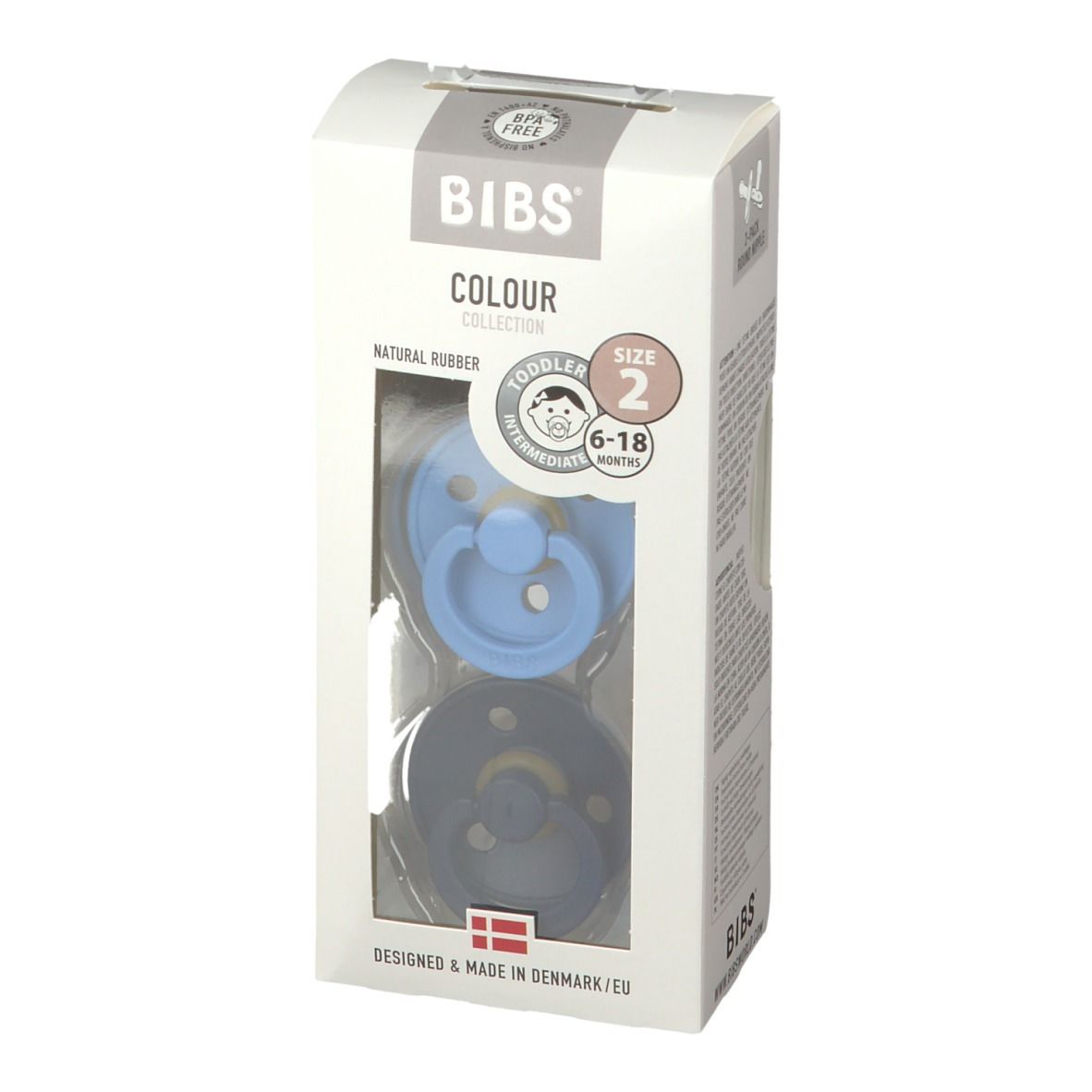 BIBS® BIBS COULEUR Tétines Blue ciel - Bleu profond 6 - 18 mois Taille 2