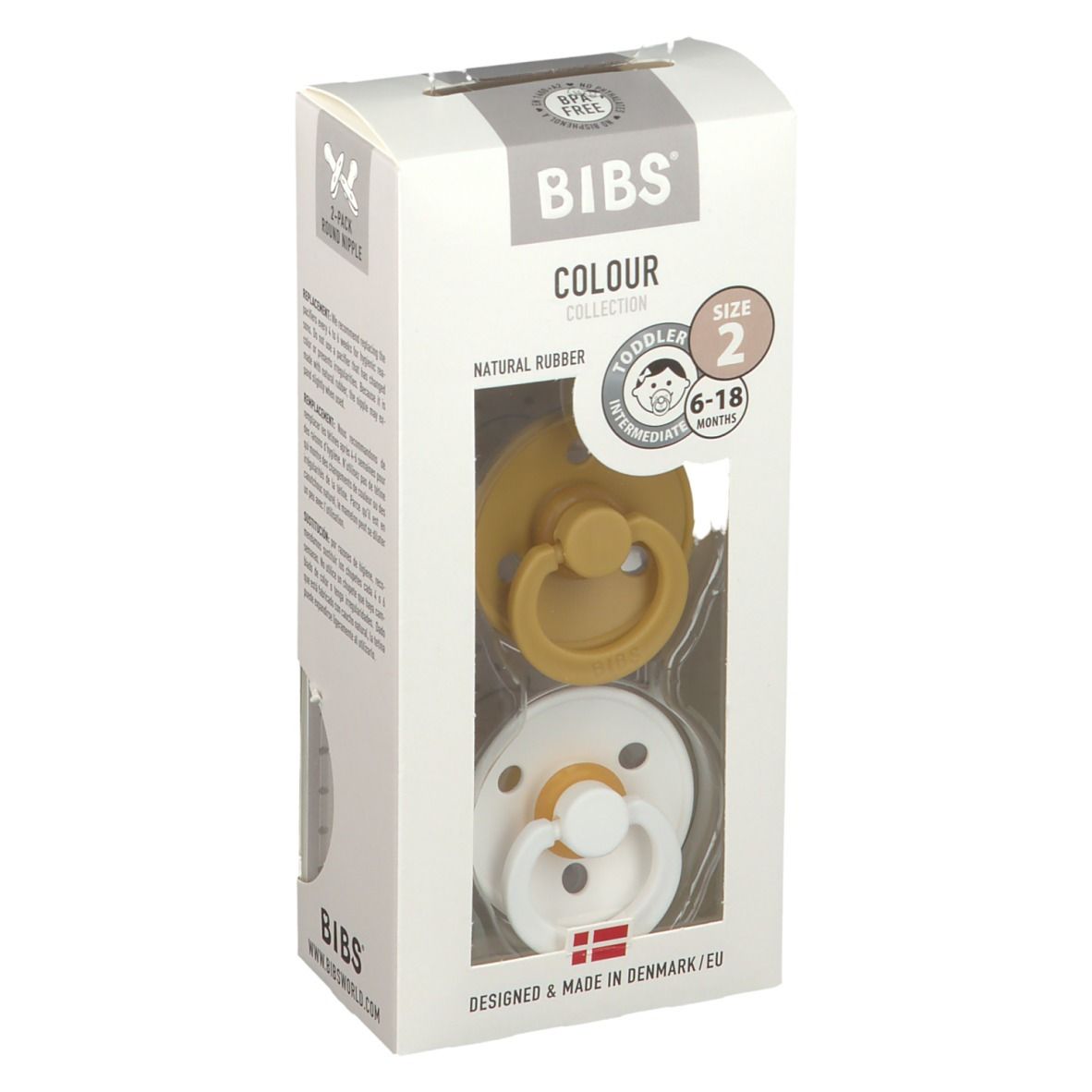 BIBS® BIBS COULEUR Tétines Moutarde - Blanc 6 - 18 mois Taille 2