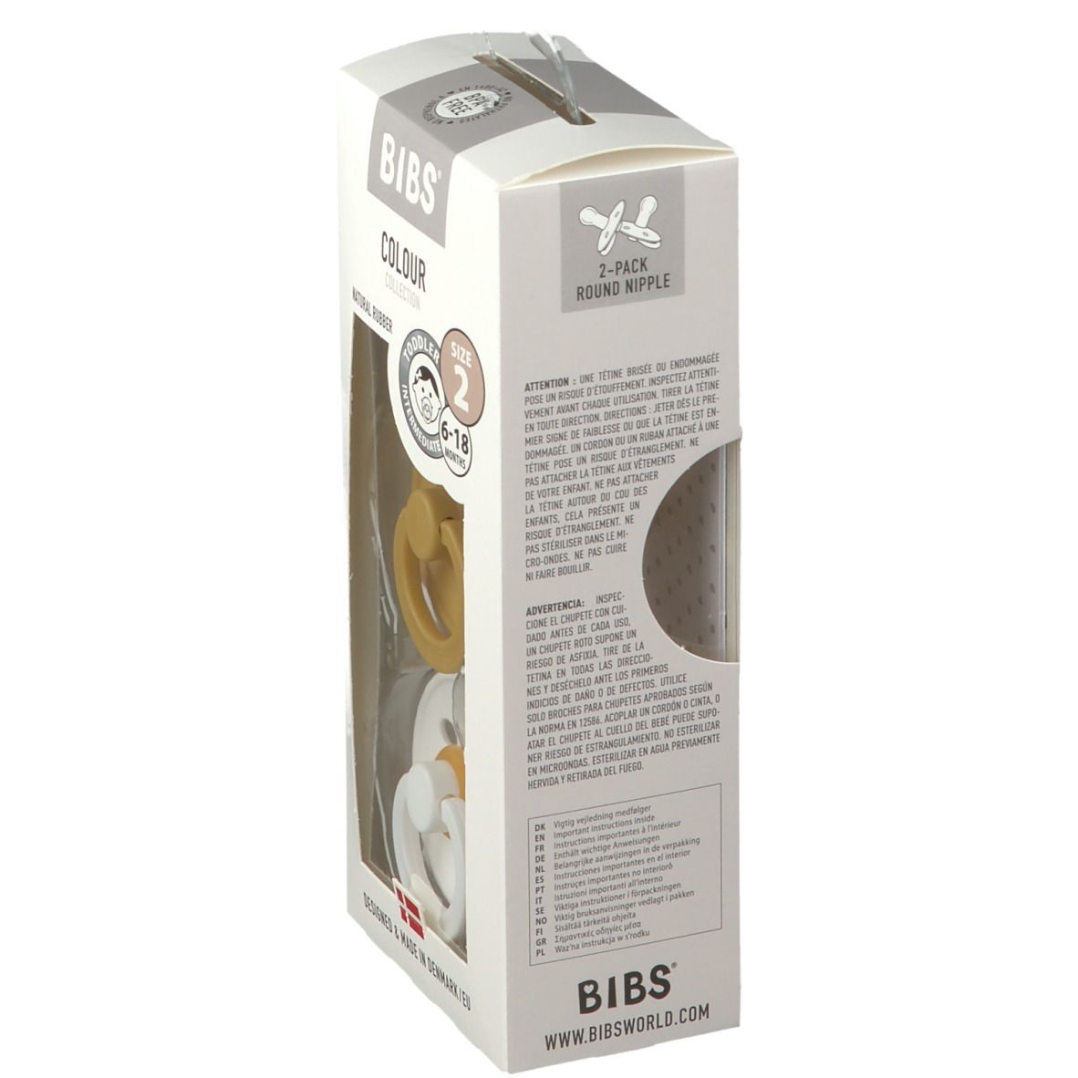 BIBS® BIBS COULEUR Tétines Moutarde - Blanc 6 - 18 mois Taille 2