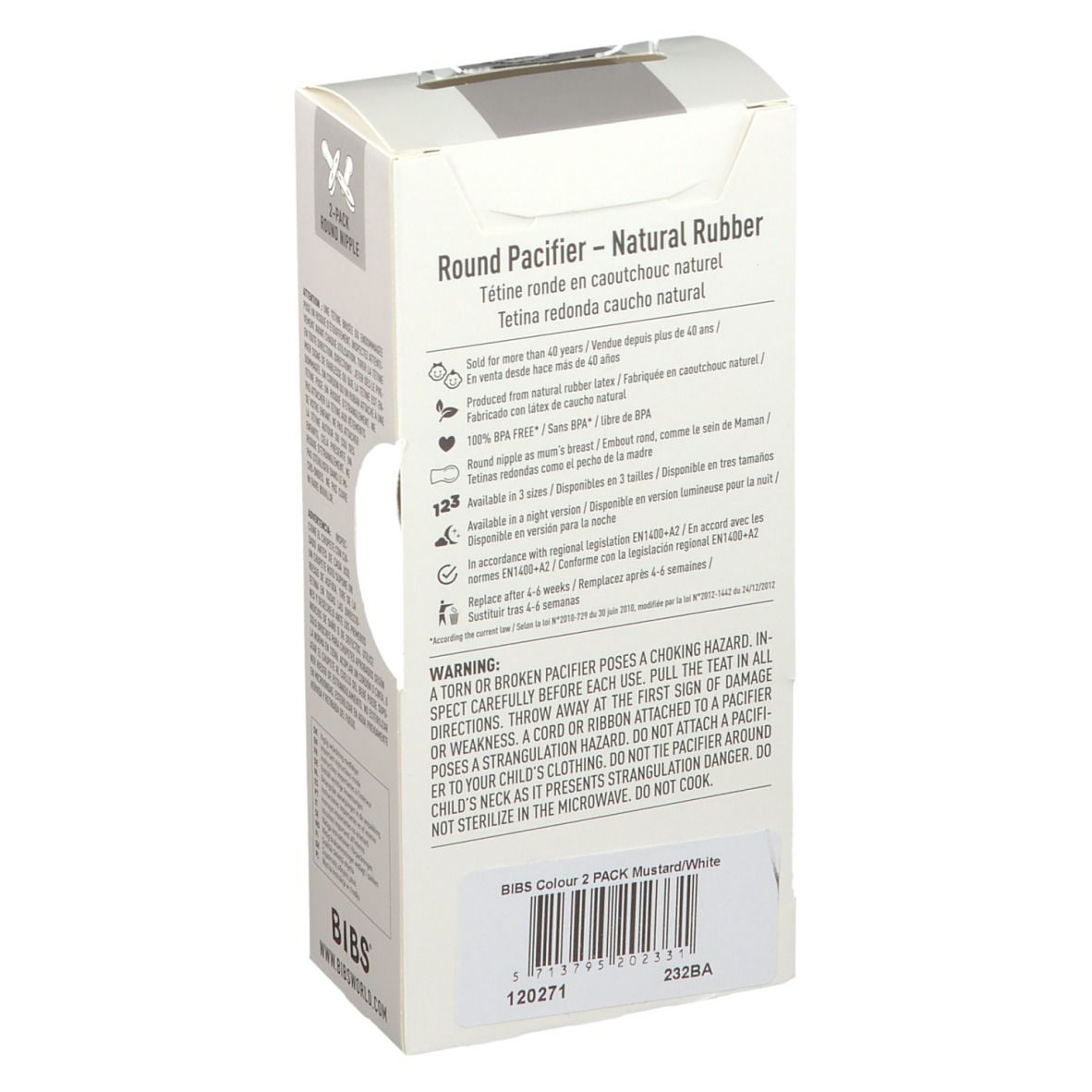 BIBS® BIBS COULEUR Tétines Moutarde - Blanc 6 - 18 mois Taille 2