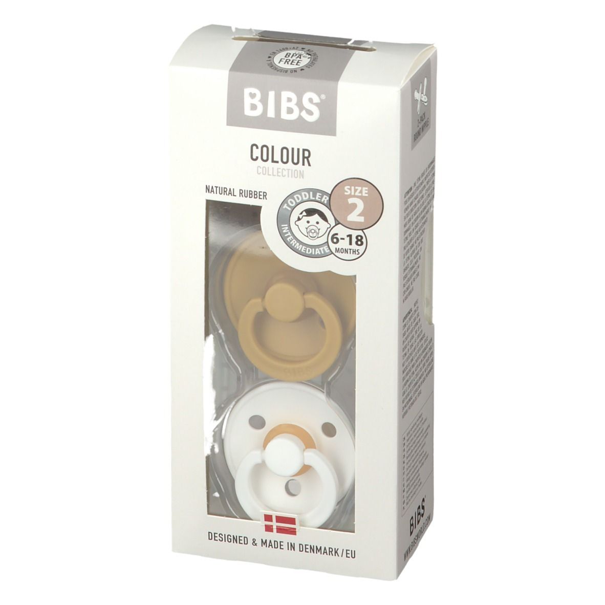 BIBS® BIBS COULEUR Tétines Moutarde - Blanc 6 - 18 mois Taille 2