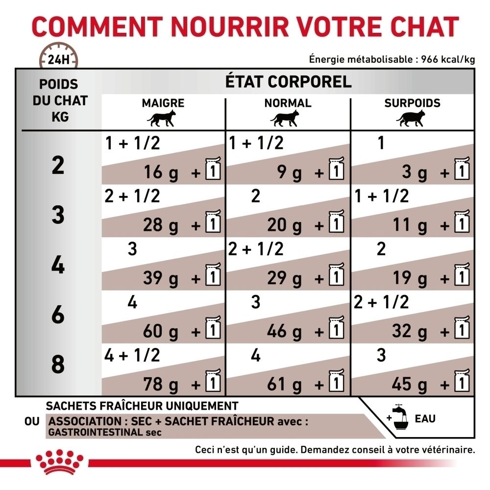 Guide d'alimentation Royal Canin Veterinary Gastrointestinal en français.