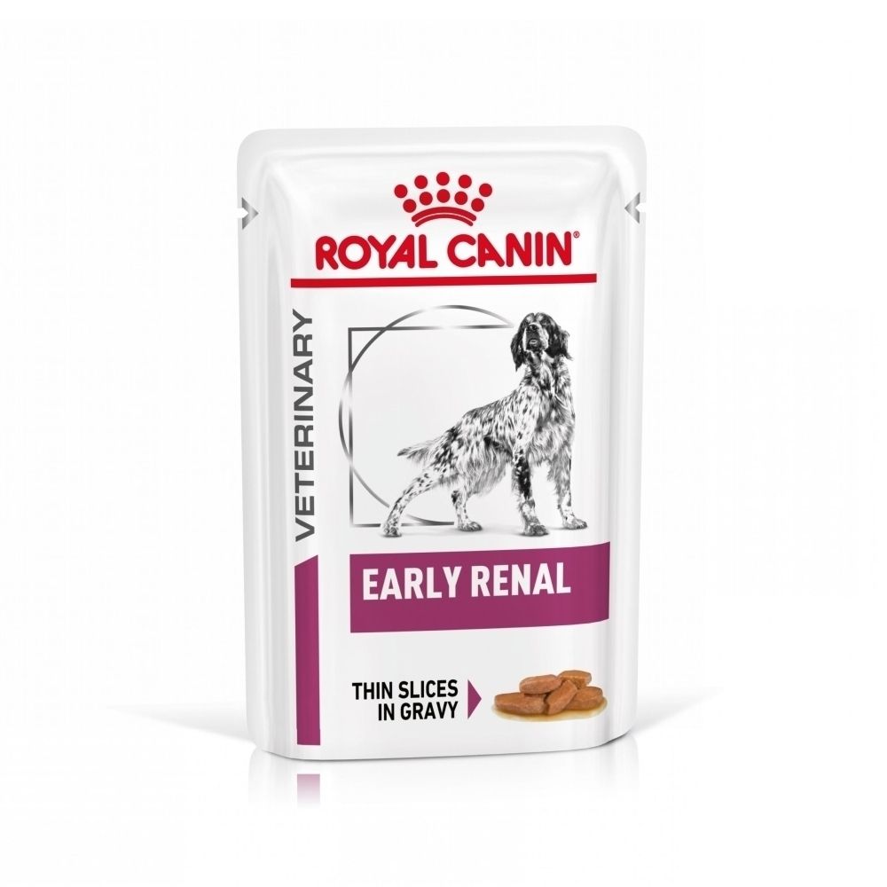 Royal Canin Veterinary Early Renal : Sachet individuel de nourriture pour chien, fines tranches en sauce.