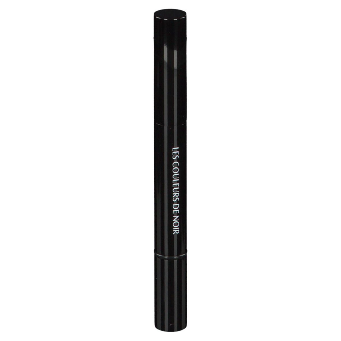 Stylo noir avec capuchon noir. Texte sur le stylo : LES COULEURS DE NOIR.