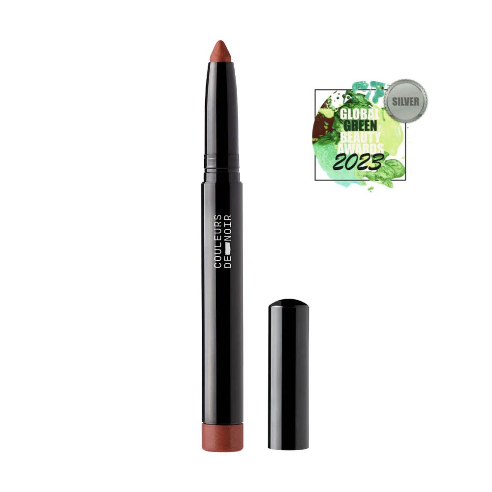 Rouge à lèvres en forme de stylo. Corps noir, pointe marron clair. Global Green Beauty Awards 2023.