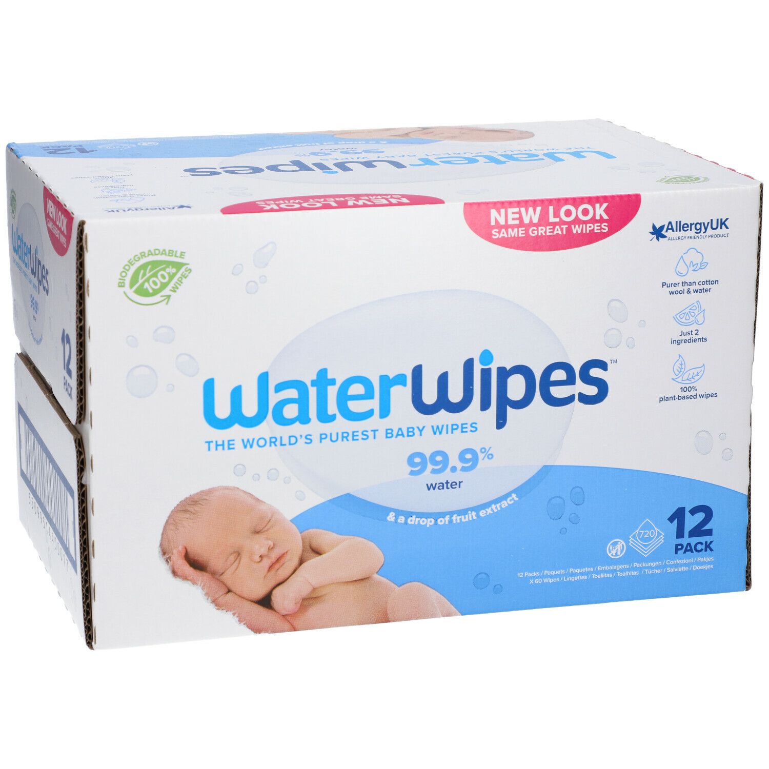 Lingettes bébés , 4 paquets de 60 +1 offert - WaterWipes