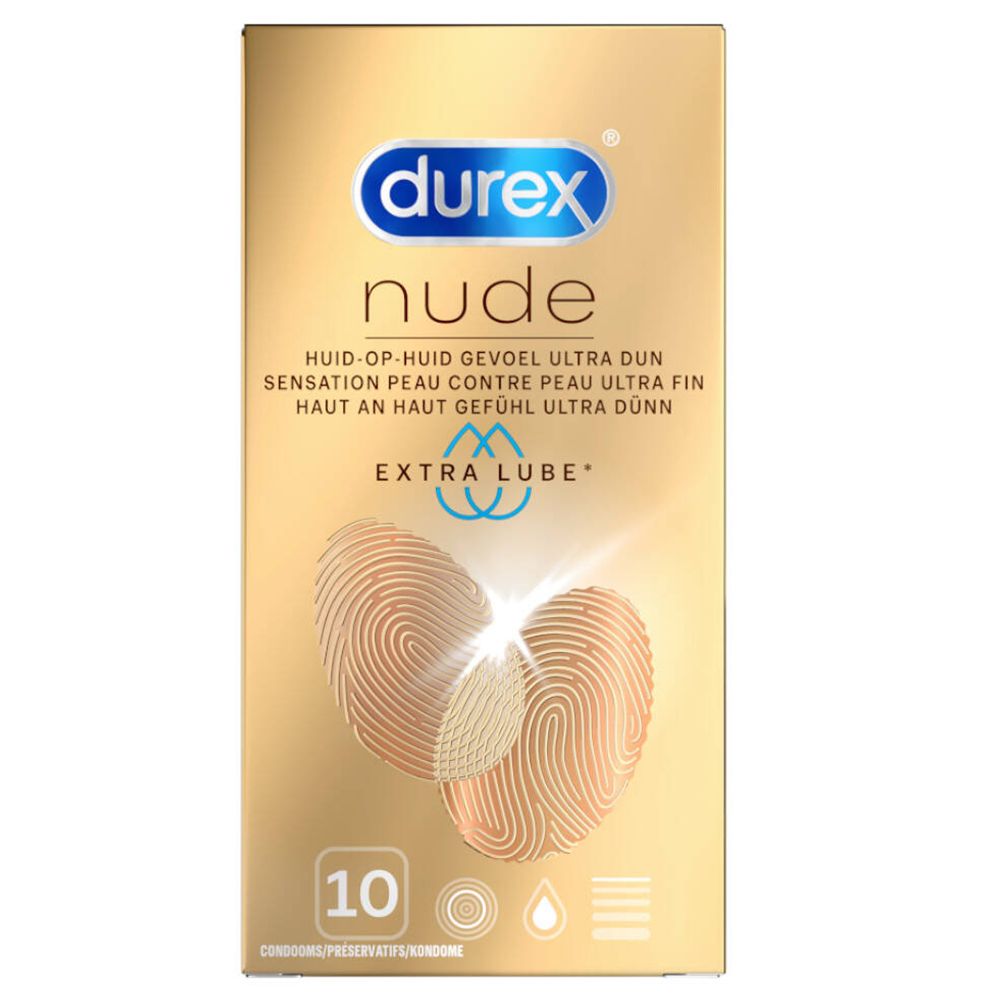 Durex Nude Préservatifs Sensation Peau Contre Peau Extra Lube 10