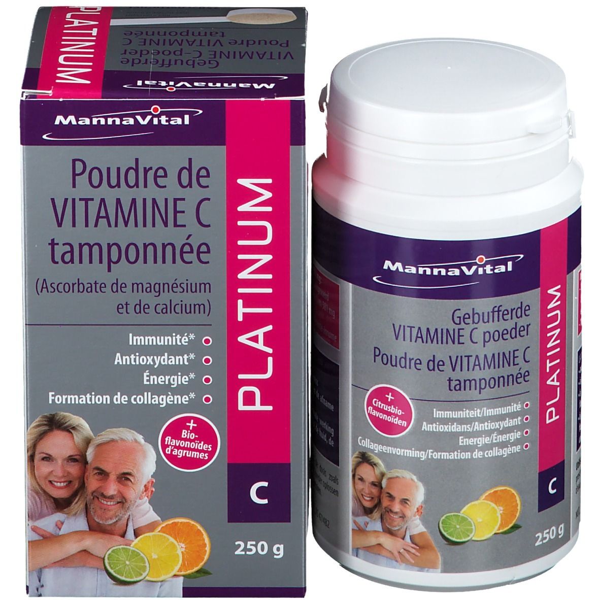 Mannavital VITAMINE C POUDRE TAMPONNÉE PLATINUM