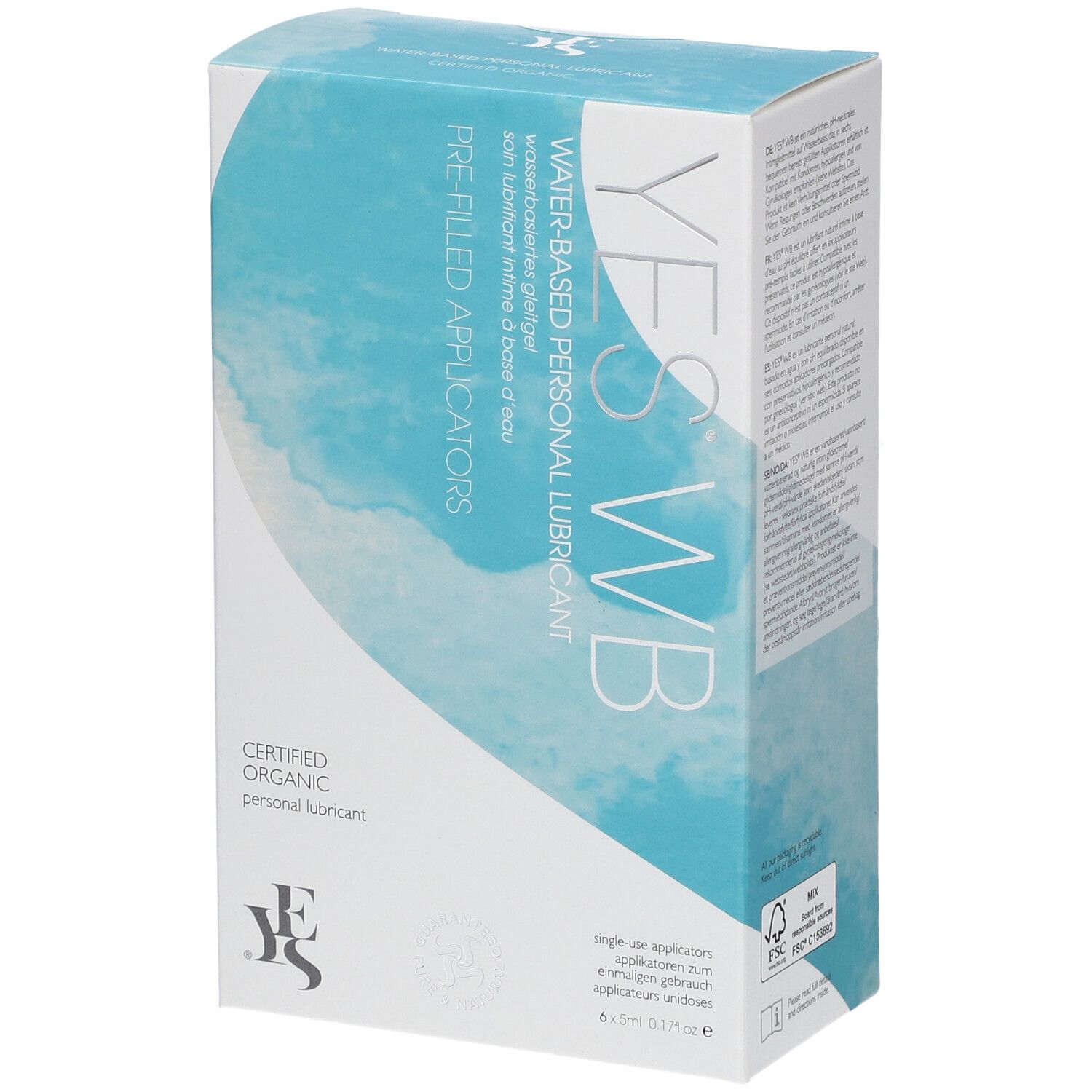YES WB Water-Based Personal Lubricant Applicateurs Unidoses