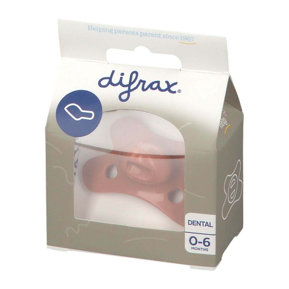 Difrax Sucette Dental Pure 0-6 Mois Rose