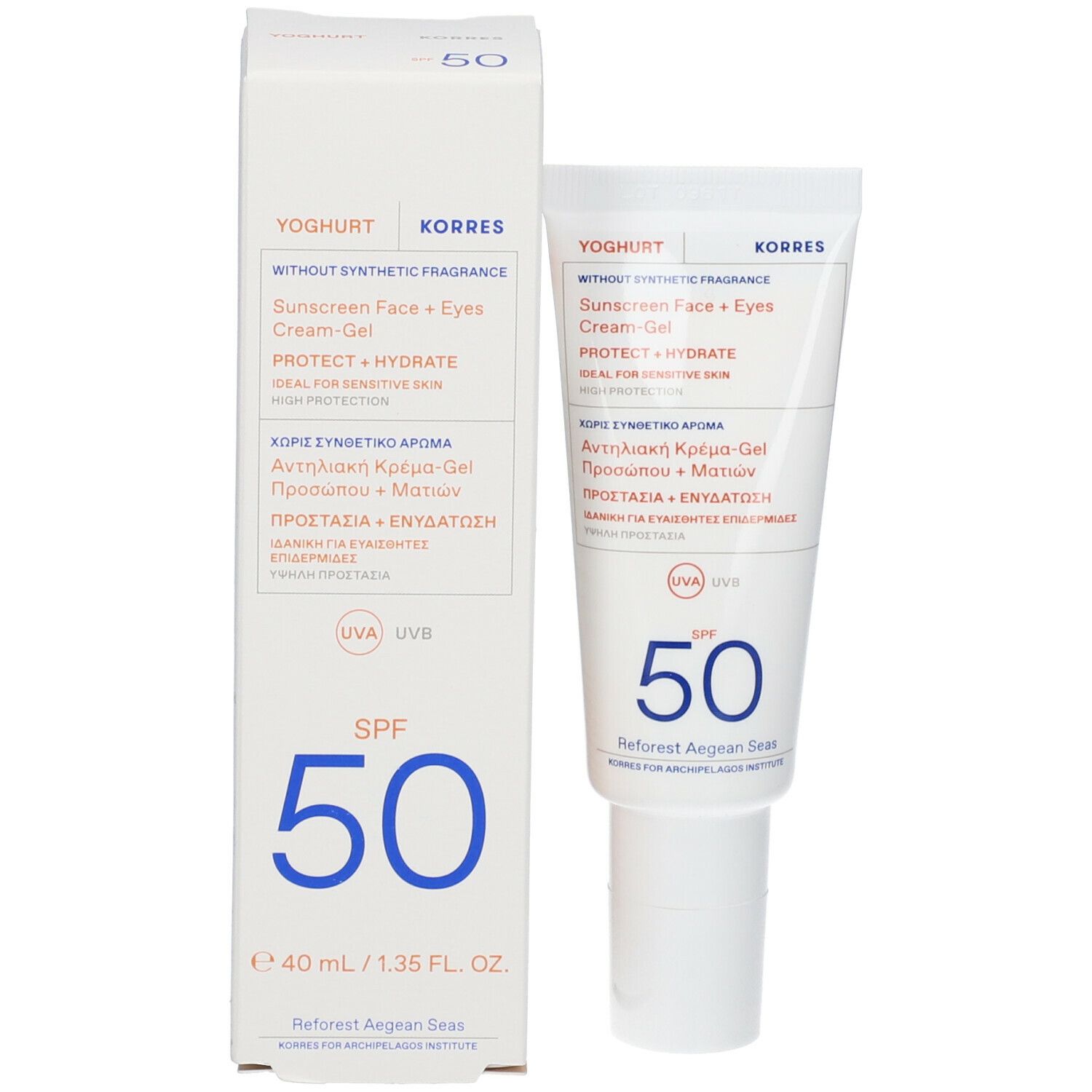 KORRES CRÈME-GEL SOLAIRE VISAGE & YEUX YAOURT SPF50