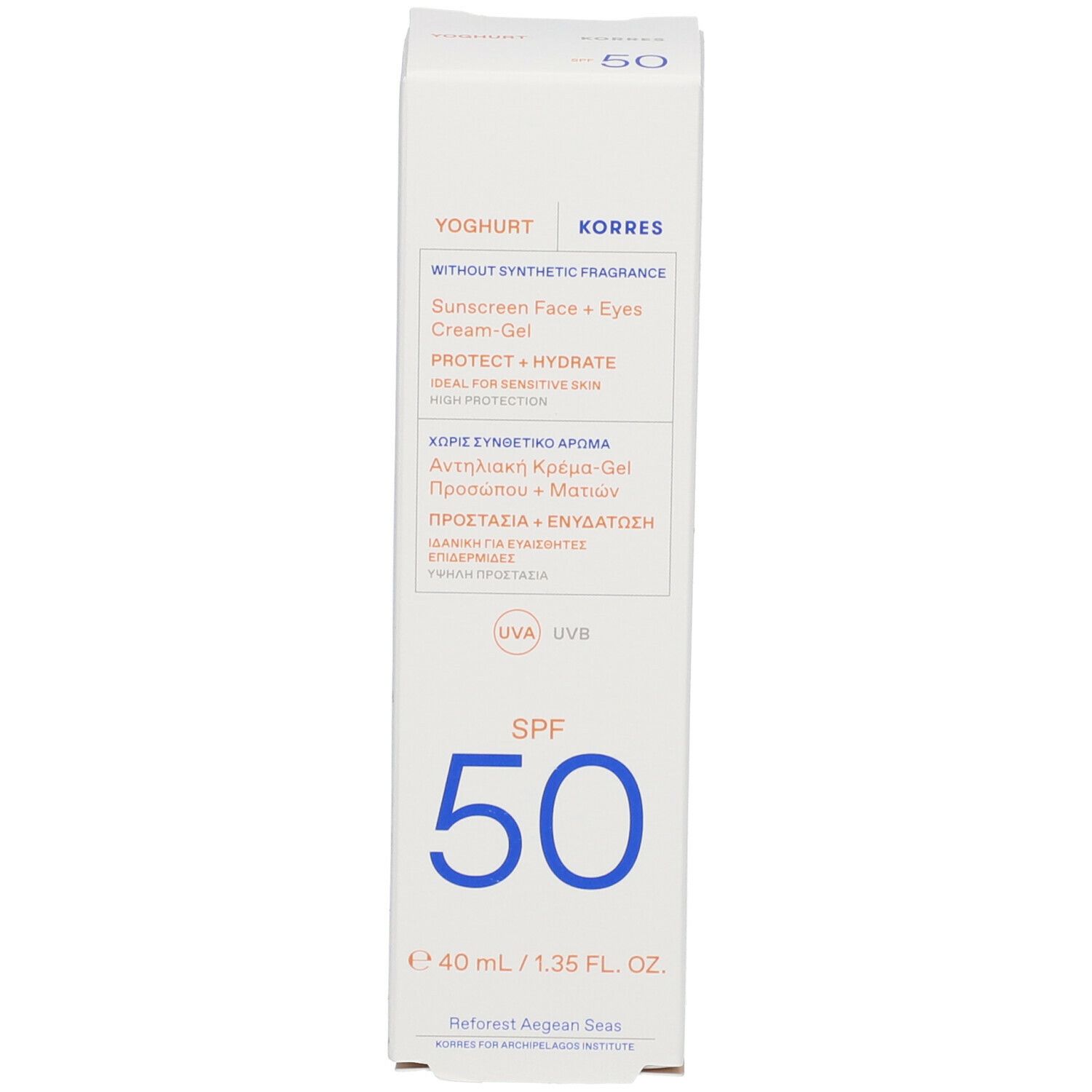 KORRES CRÈME-GEL SOLAIRE VISAGE & YEUX YAOURT SPF50