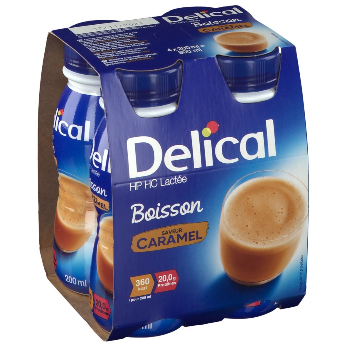 Delical Boisson lactée HPHC Caramel 360 kcal 4x200 ml - Redcare Pharmacie