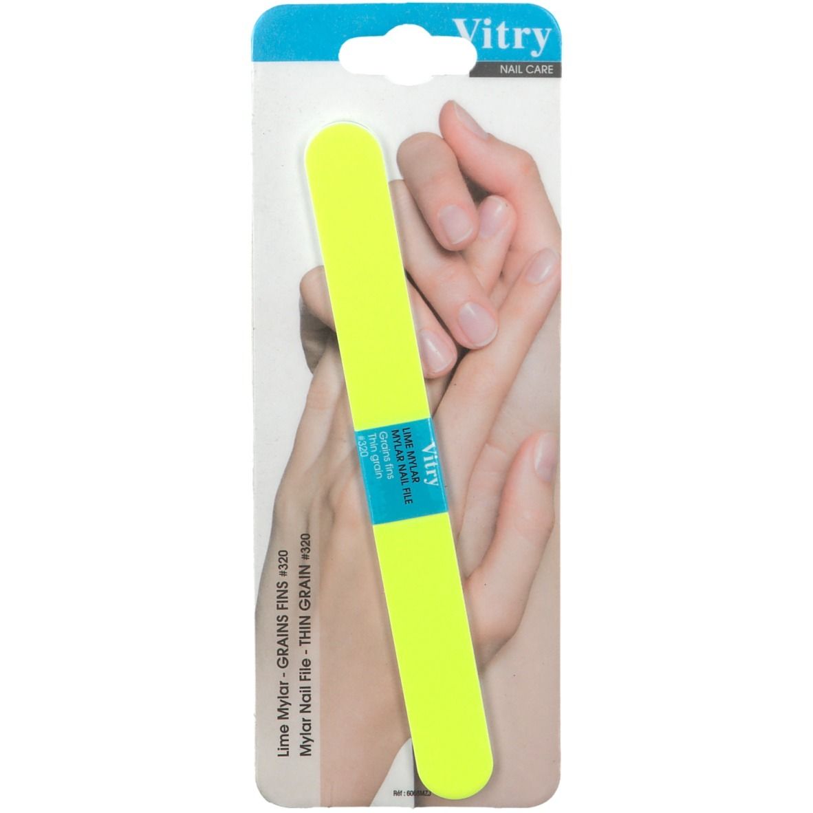 Lime à ongles Vitry Mylar jaune, double face, grain fin et gros.