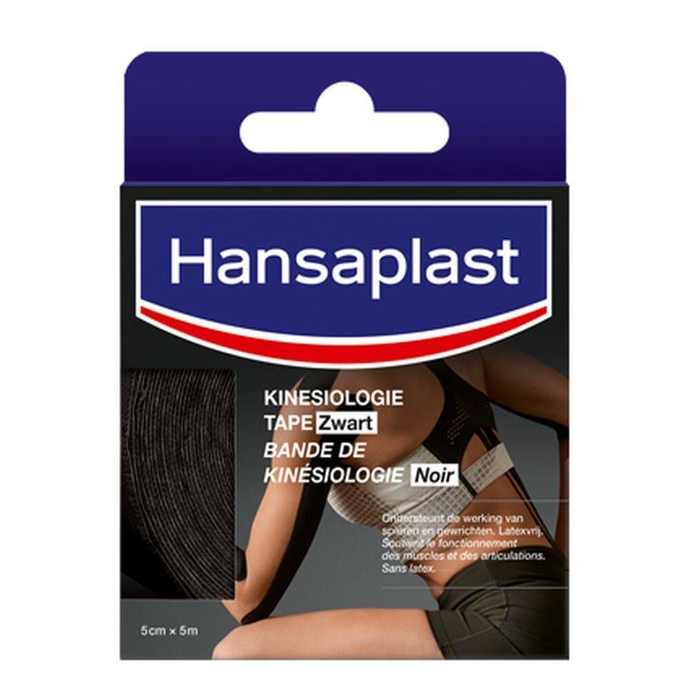 HANSAPLAST Bande de Kinésiologie Noir 5cmx5m