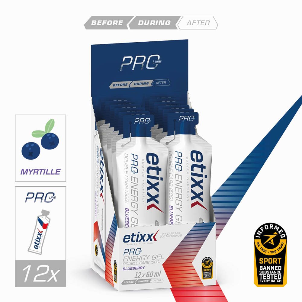 etixx Double Carb Energy Gel PRO LINE Blueberry