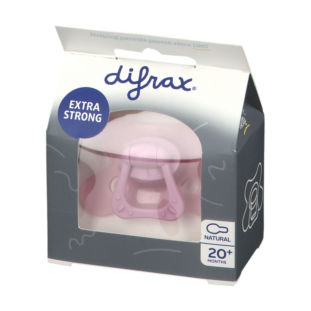 difrax® Sucette Natural Rose 20 Mois+ (Couleur non sélectionnable)