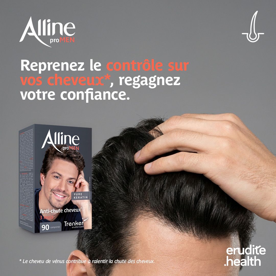 Boîte d'Alline proMen, vue latérale avec ingrédients.