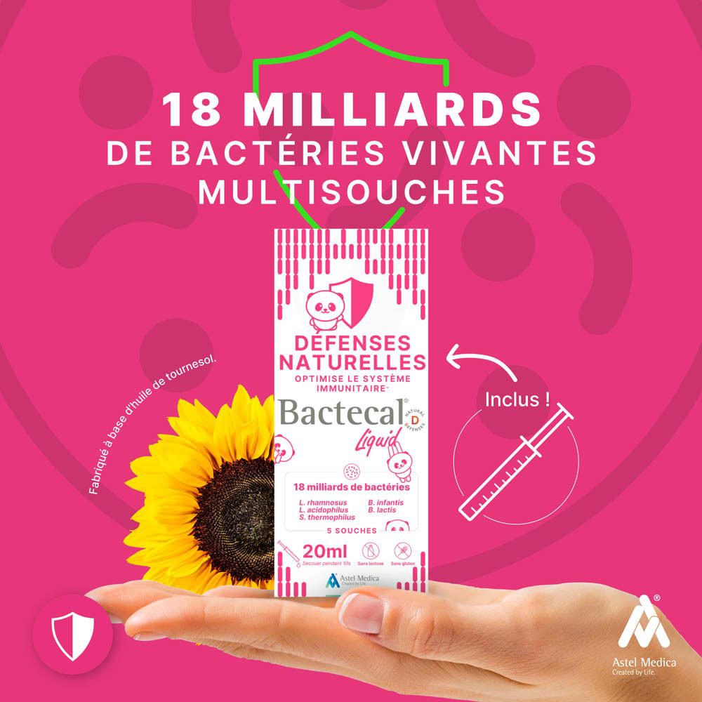 Bouteille Bactecal D Liquid, système immunitaire, 60ml.