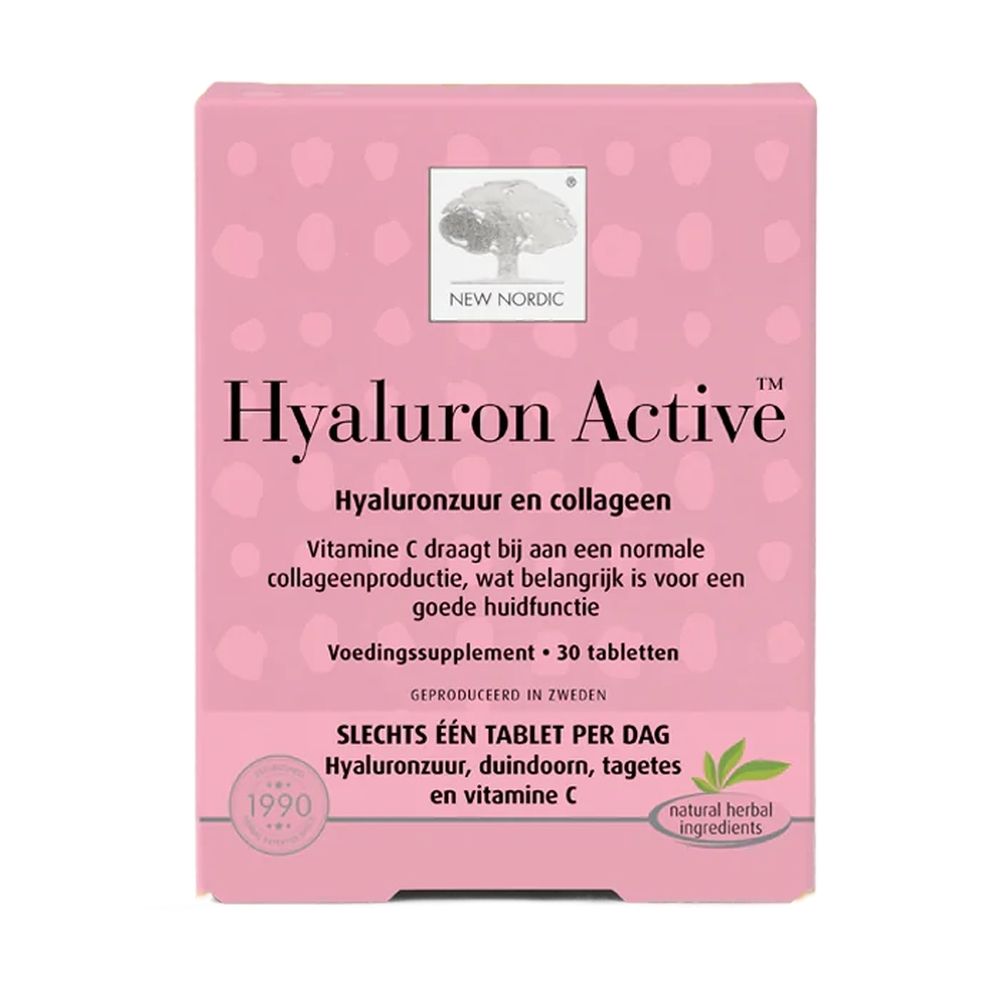 Emballage New Nordic Skin Care Hyaluron Active, 30 comprimés.