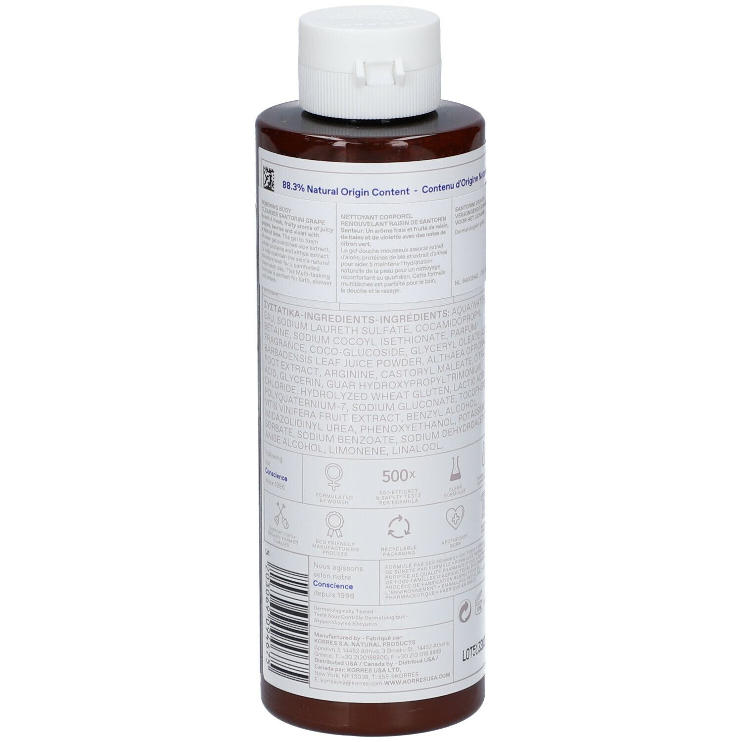 KORRES Gel Douche Corporel Renouvelant - Raisin de Santorin