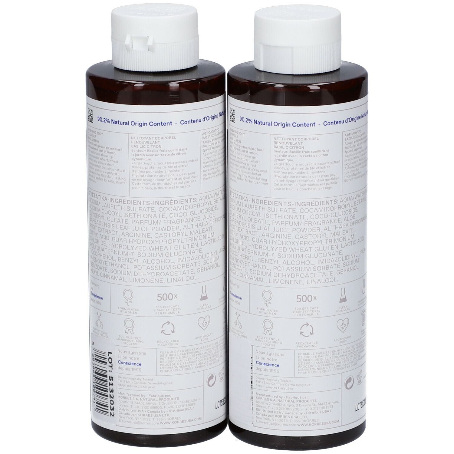 KORRES Gel Douche Corporel Renouvelant - Basilic Citron