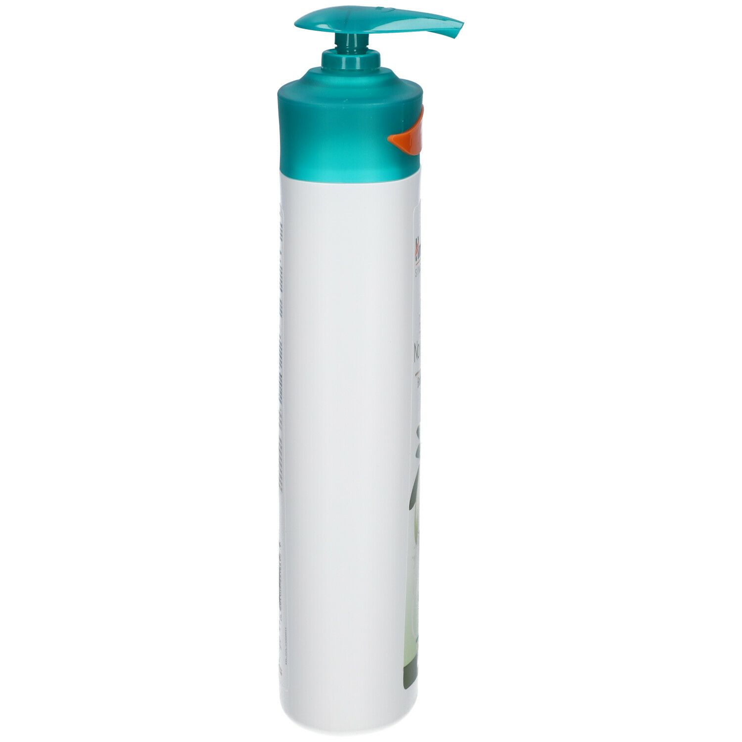 Himalaya Olive Extra Nourishing Body Lotion. Flacon blanc avec bouchon pompe vert. Vue latérale.