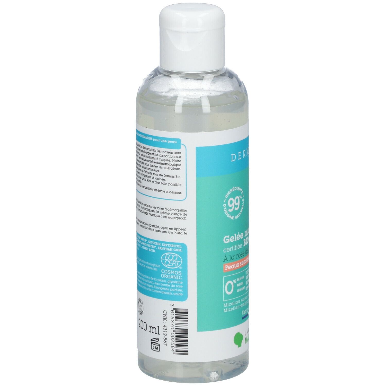 DERMASENS Gelée micellaire démaquillante certifiée bio 200 ml