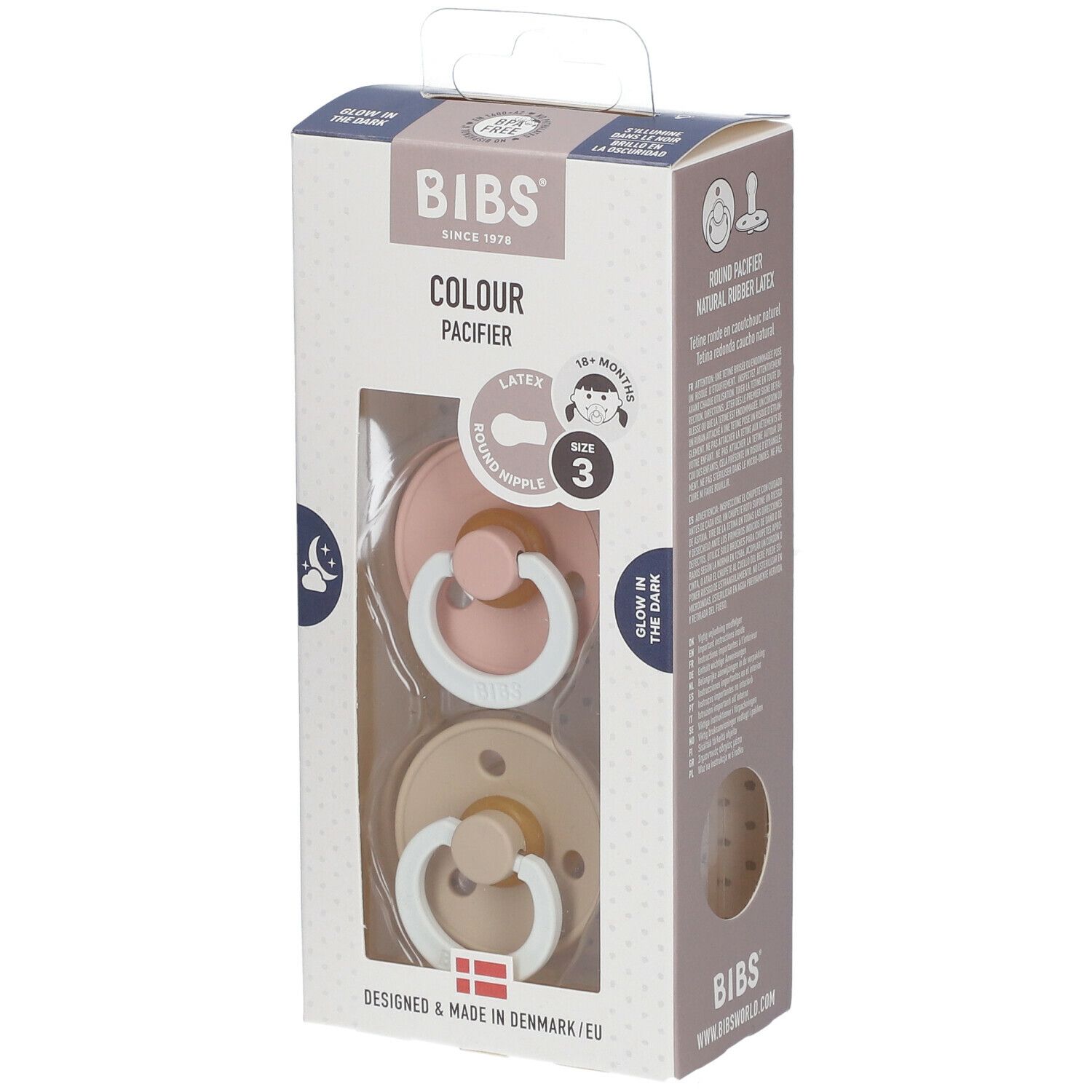 BIBS® BIBS COULEUR Tétines Nuit Blush - Vanille +18 mois Taille 3 2 pc(s) -  Redcare Pharmacie
