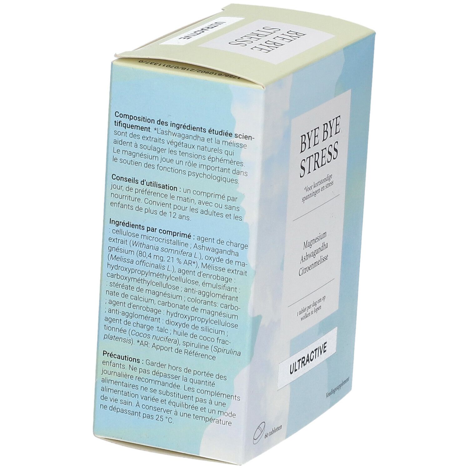 Boîte ULTRACTIVE® Bye Bye Stress. Ingrédients, mode d'emploi et précautions.