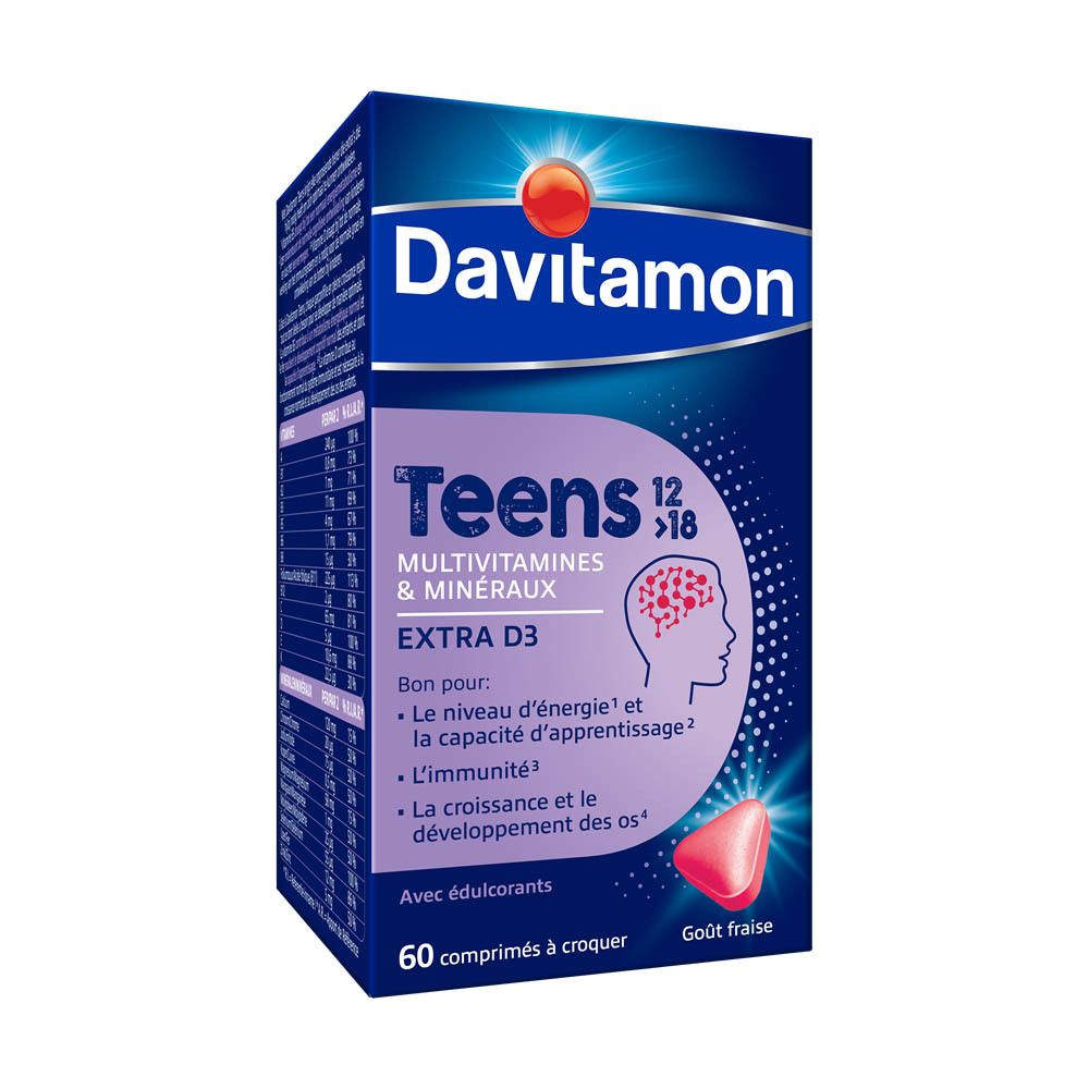 Davitamon Teens 12>18 Multivitamines Fraise - Énergie, Résistance