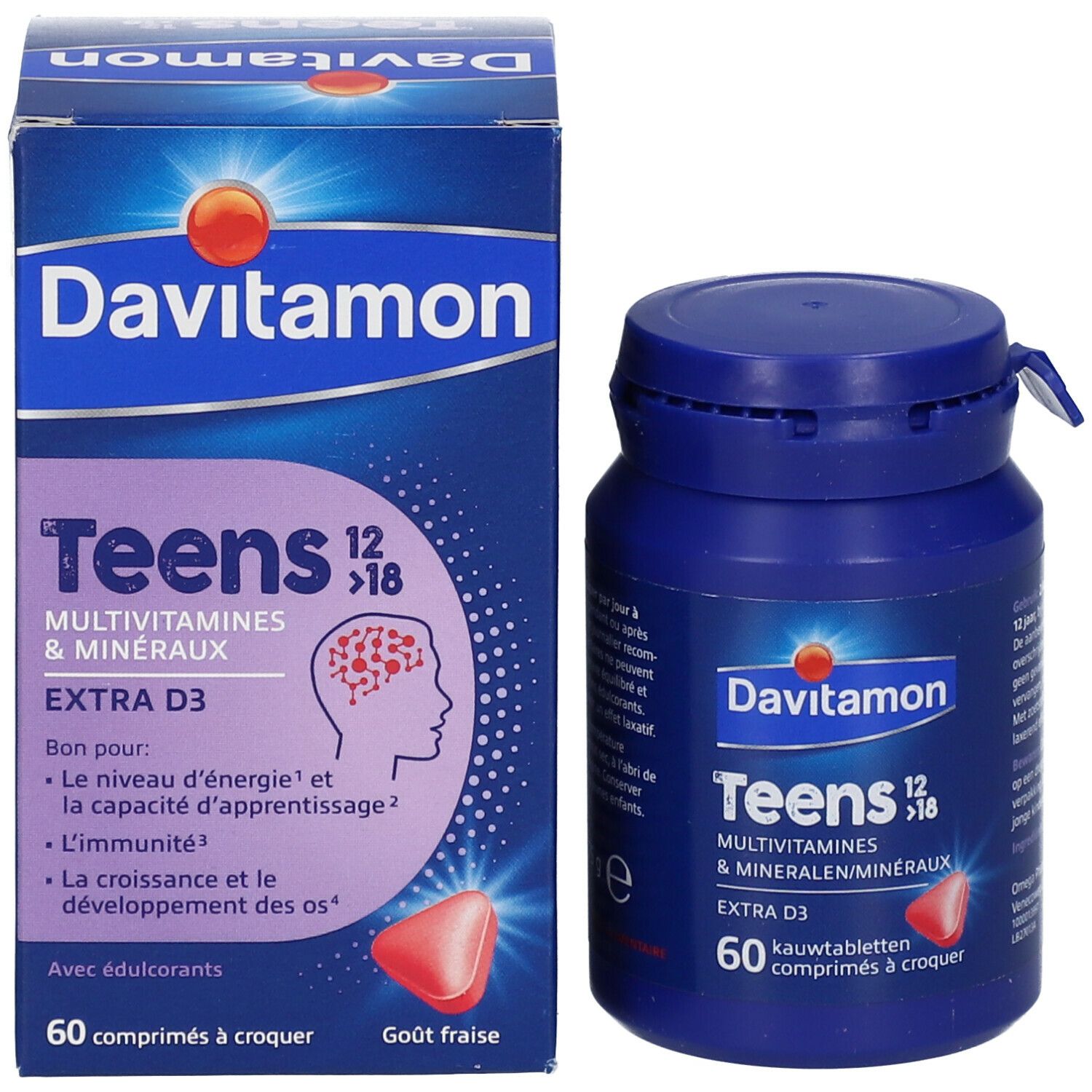 Davitamon Teens 12>18 Multivitamines Fraise - Énergie, Résistance