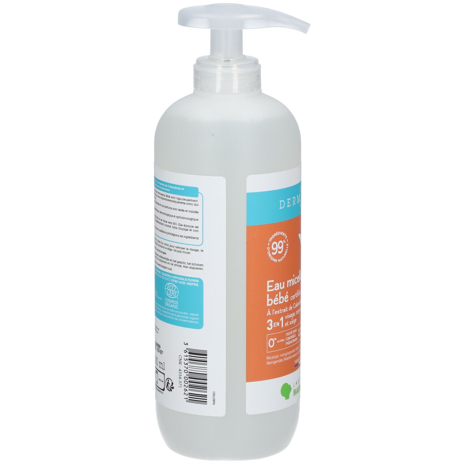 DERMASENS Eau nettoyante micellaire certifiée bio bébé 3 en 1 500 ml