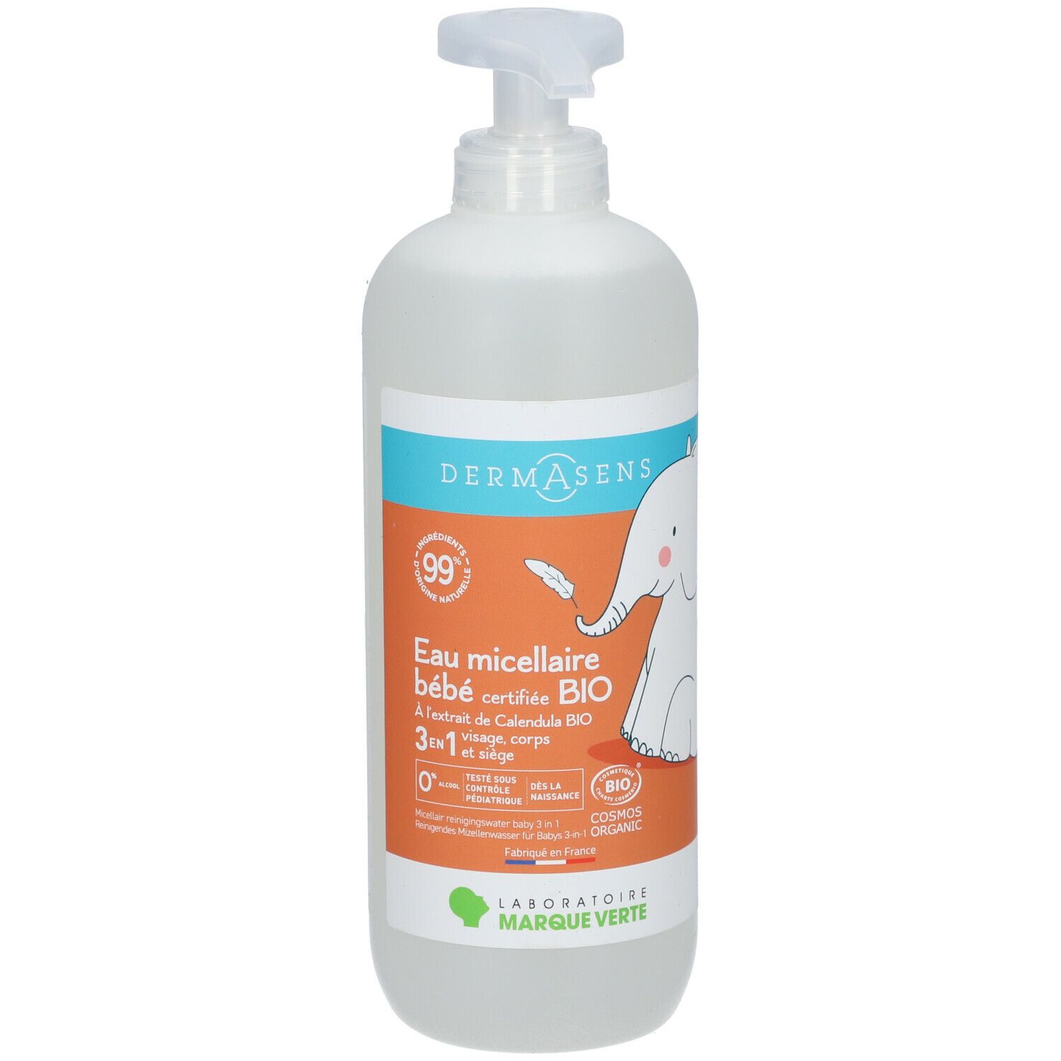 DERMASENS Eau nettoyante micellaire certifiée bio bébé 3 en 1 500 ml