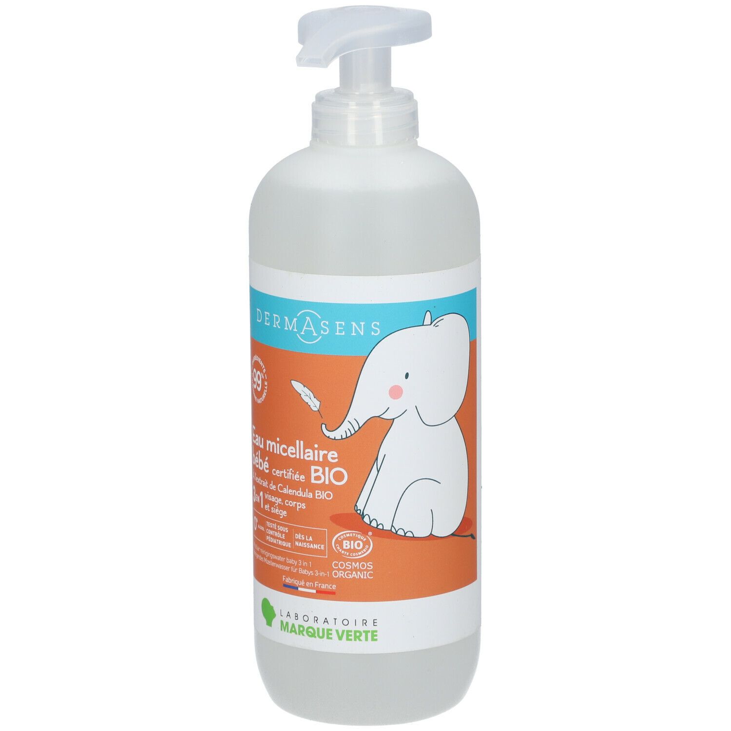 DERMASENS Eau nettoyante micellaire certifiée bio bébé 3 en 1 500 ml