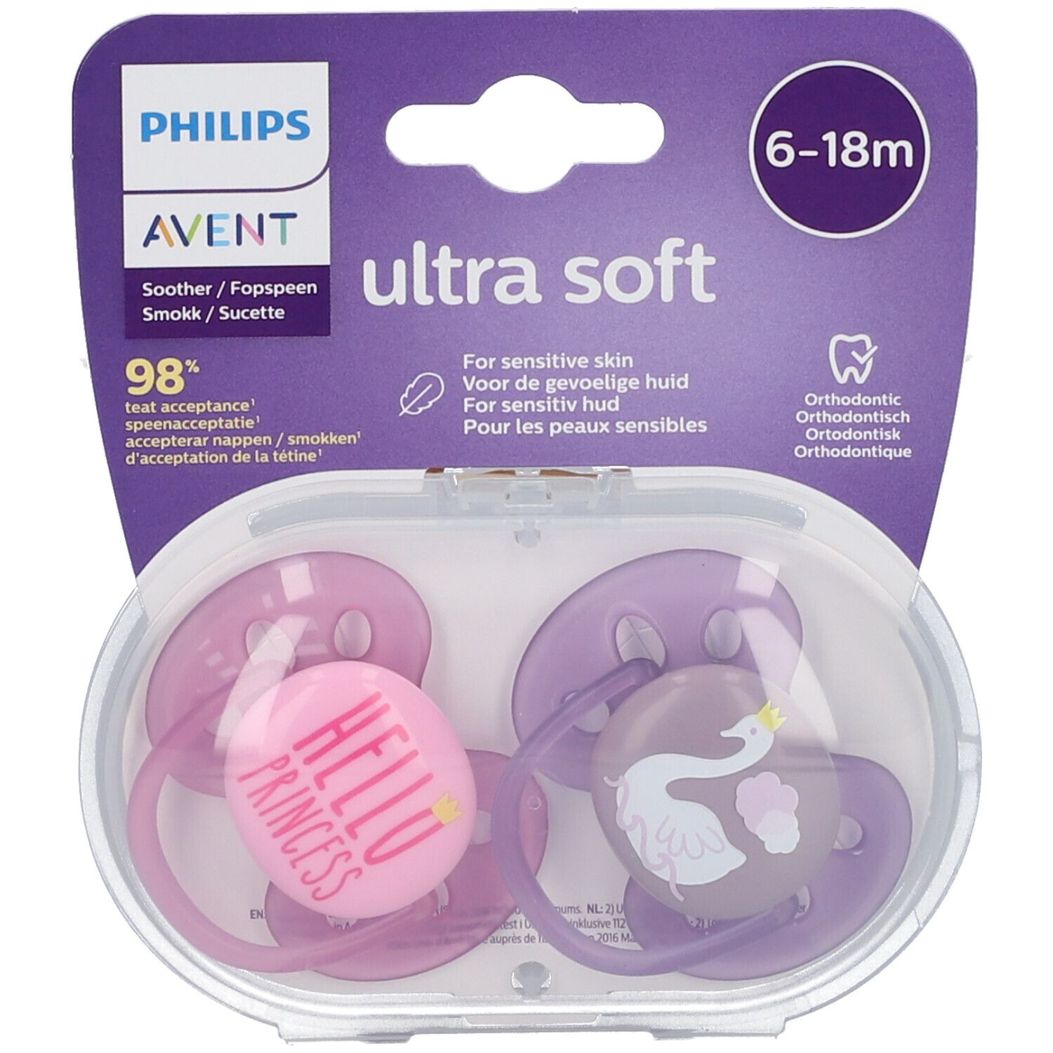 AVENT Sucette ultra soft Girl 6-18 mois (Couleur non sélectionnable)